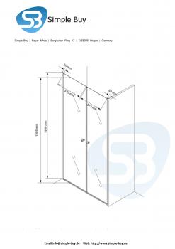 Glas Concept 24 - Nischentür - Nischendusche - Pendeltür - Hebe/Senkmechanismus - 6mm ESG - Variation (130x195cm)