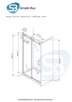 Glas Concept 24 - Nischendusche - Nischentür - Schiebesystem - ESG 8mm - Variation (135x195cm)