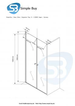 Glas Concept 24 - Nischentür - Nischendusche - Pendeltür - Hebe/Senkmechanismus - 6mm ESG - Variation (140x195cm)