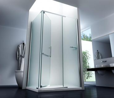 Glas ConCept 24 - Eck Duschkabine Dusche Milchglas Frost Satiniert"Detroit" - H 195cm- ESG Sicherheitsglas 8mm (100x90x195cm)