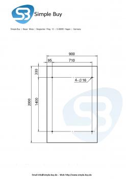 Glas Concept 24 - 200x90cm Glasvordach - 13mm - Verbundssicherheitsglas - Schwarzglas - inkl. Halter