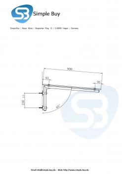 Preview: Glas Concept 24 - 150x90cm Glasvordach - 13mm - Verbundssicherheitsglas - Schwarzglas - inkl. Halter