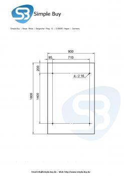Preview: Glas Concept 24 - 180x90cm Glasvordach - 13mm - Verbundssicherheitsglas - Schwarzglas - inkl. Halter