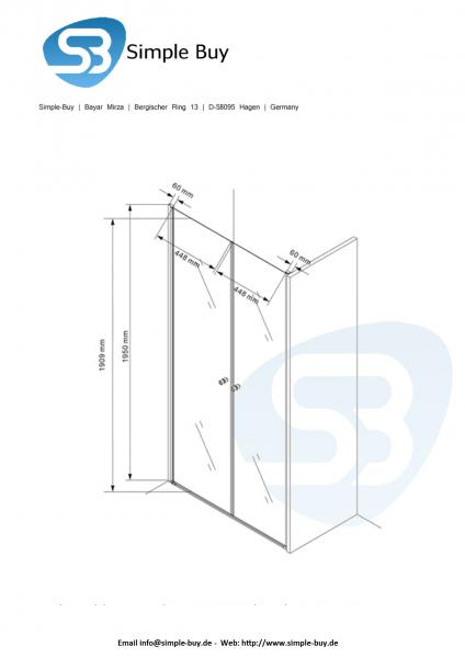 Glas Concept 24 - Nischentür - Nischendusche - Pendeltür - Hebe/Senkmechanismus - 6mm ESG - Variation (105x195cm)