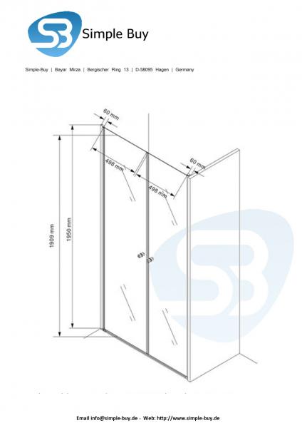 Glas Concept 24 - Nischentür - Nischendusche - Pendeltür - Hebe/Senkmechanismus - 6mm ESG - Variation (115x195cm)
