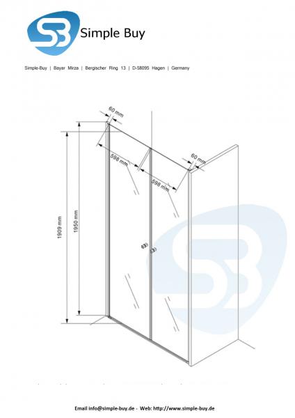 Glas Concept 24 - Nischentür - Nischendusche - Pendeltür - Hebe/Senkmechanismus - 6mm ESG - Variation (135x195cm)
