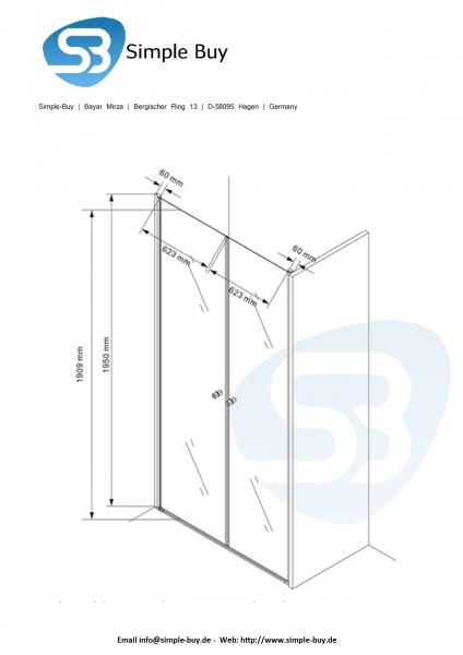 Glas Concept 24 - Nischentür - Nischendusche - Pendeltür - Hebe/Senkmechanismus - 6mm ESG - Variation (140x195cm)