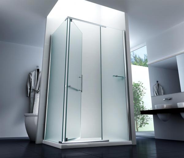 Glas ConCept 24 - Eck Duschkabine Dusche Milchglas Frost Satiniert"Detroit" - H 195cm- ESG Sicherheitsglas 8mm (120x90x195cm)