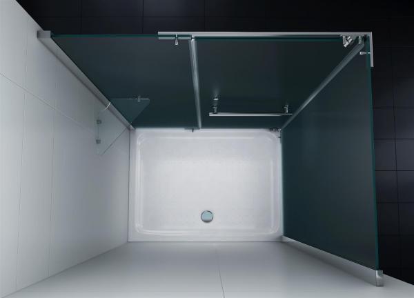 Glas ConCept 24 - Eck Duschkabine Dusche Milchglas Frost Satiniert"Detroit" - H 195cm- ESG Sicherheitsglas 8mm (120x90x195cm)