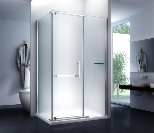 Glas ConCept 24 - Eck Duschkabine Dusche Milchglas Frost Satiniert"Detroit" - H 195cm- ESG Sicherheitsglas 8mm (100x90x195cm)