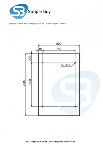Glas Concept 24 - 200x90cm Glasvordach - 13mm - Verbundssicherheitsglas - Schwarzglas - inkl. Halter