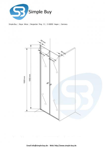 Glas Concept 24 - Nischentür - Nischendusche - Pendeltür - Hebe/Senkmechanismus - 6mm ESG - Variation (75x195cm)
