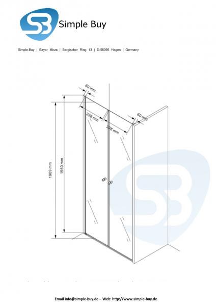 Glas Concept 24 - Nischentür - Nischendusche - Pendeltür - Hebe/Senkmechanismus - 6mm ESG - Variation (95x195cm)