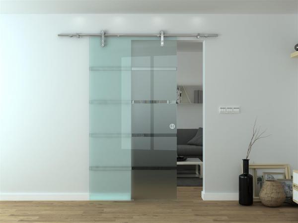 Glass ConCenpt 24 - Glasschiebetür - Schiebetür - Aufhängesysteme - Rollsystem - Höhe 2050mm - Variation (900x2050mm Satin Waage)