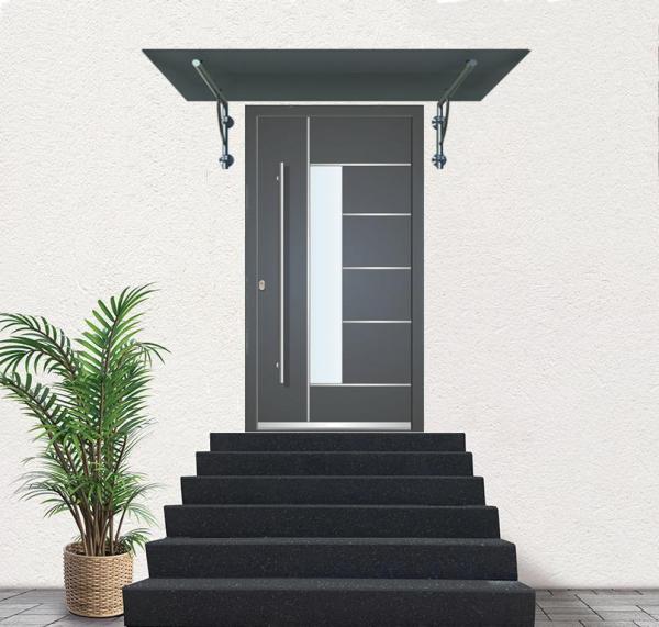 Glas Concept 24 - 150x90cm Glasvordach - 13mm - Verbundssicherheitsglas - Schwarzglas - inkl. Halter