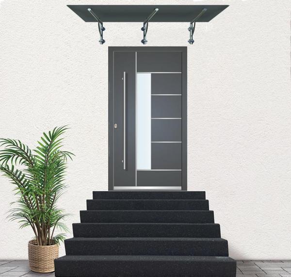 Glas Concept 24 - 200x90cm Glasvordach - 13mm - Verbundssicherheitsglas - Schwarzglas - inkl. Halter