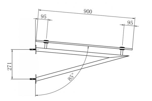 Glas Concept 24 - 200x90cm Glasvordach - 13mm - Verbundssicherheitsglas - Schwarzglas - inkl. Halter