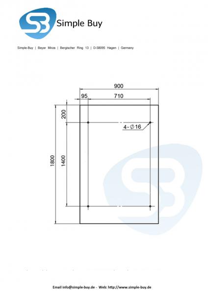 Glas Concept 24 - 180x90cm Glasvordach - 13mm - Verbundssicherheitsglas - Schwarzglas - inkl. Halter