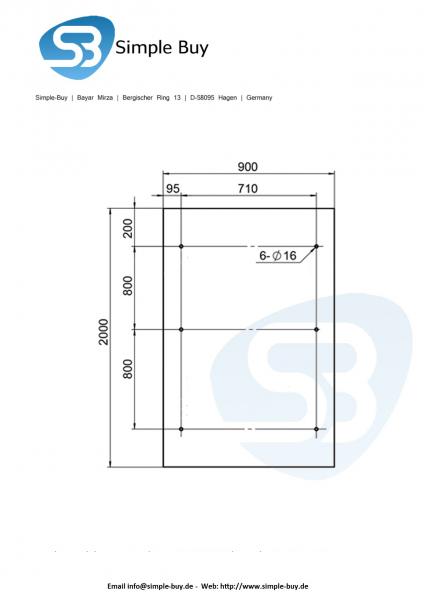 Glas Concept 24 - 200x90cm Glasvordach - 13mm - Verbundssicherheitsglas - Schwarzglas - inkl. Halter